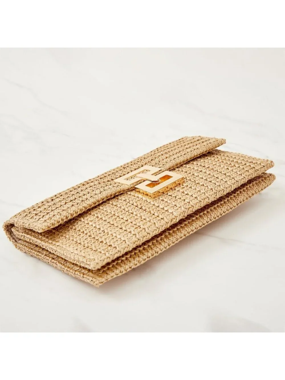 Women’s Khaki2 Straw Woven Clutch Purse Crossbody Evening Wedding Handbag